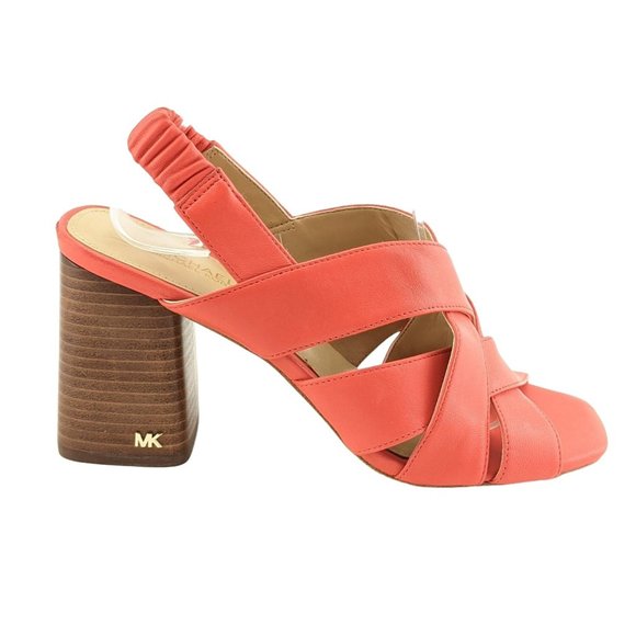 NEW Michael Kors Red Slingback Chunky Heel Clog Sandals Open Toe Women's Size 6 - Picture 7 of 8